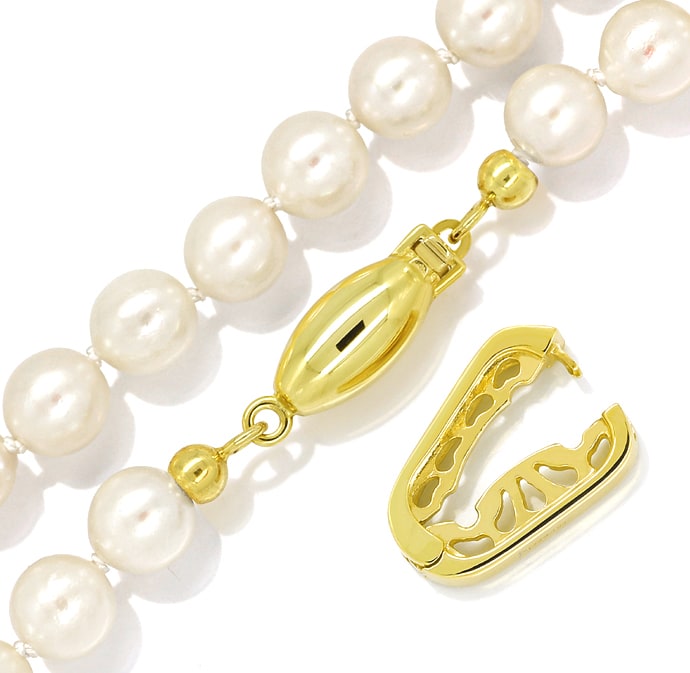 Foto 2 - Lange Perlenkette mit Clip und Schloss aus Gelbgold, S2065