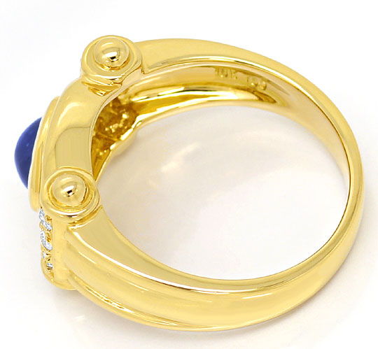 Foto 3 - Designer-Gelbgold-Ring Brillanten Saphir Cabochon, 18K, S4925