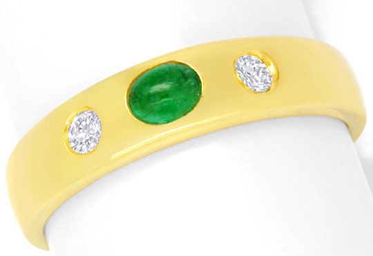 Foto 2 - Smaragd Diamantbandring, 2 Brillanten 18K Gelbgold, S6771